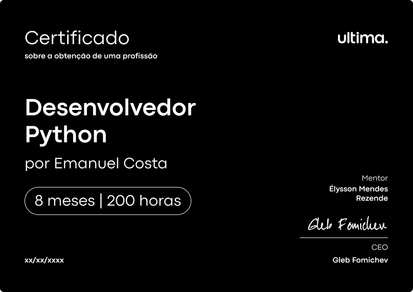 Certificado - desenvolvedor Back-end Python